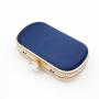 Fashionable polyester silk handbag elegant dinner bag single shoulder blue clutch evening bags manufacturer