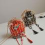 Custom unique design 2024 round ring bucket bag Fashion Embroidery Metal Iron Ring Birdcage Handbag Shoulder Metal Crossbody Bag