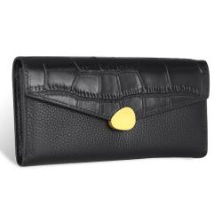 Factory wholesale leather women wallet button women wallet card holder leather long wallet