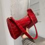 Fashion Alligator Pattern Solid Color Bag Single Shoulder Portable Armpit Bag China Wholesale PU Ladies Shoulder Bag