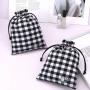 Reusable Wholesale Check Cloth Skincare Cosmetic Packaging Bag Luxury Custom Logo Printed Cotton Gift Dust Makeup Pouch
