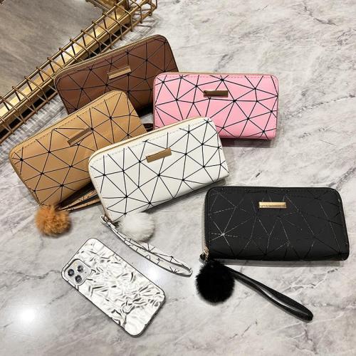 Women's Long Wallet 2024 New Multi Card Position Korean Double Zipper Clutch Lingge Hairball Female Wallet