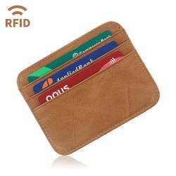 Custom Genuine Leather Card Holder Slim Men Mini Wallet Holder RFID Men's Leather Card Holder
