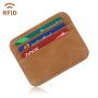Custom Genuine Leather Card Holder Slim Men Mini Wallet Holder RFID Men's Leather Card Holder