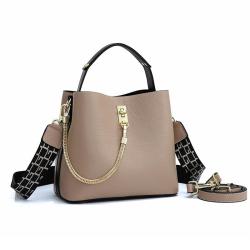 2024 Genuine Leather Handbags Women Luxury Stylish Bucket Bag With Chain Button Strap Design