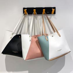 Fashion Tote Bag 2024 Women Handbags Contrast Color Women's Shoulder Bag Trendy Versatile Mommy Shopping Bag