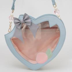 Hot selling sweet heart clear ita bag with glitter PVC window custom design ita bag