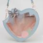 Hot selling sweet heart clear ita bag with glitter PVC window custom design ita bag