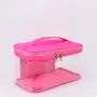 Keymay Stock No MOQ 8 Candy Colors Zipper Toiletry Pouch Organizer Transparent Custom Handle Clear Waterproof PVC Cosmetic Bag