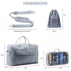 LOVEVOOK fashion quilted 2pc Overnight Weekender Bag with wet pocket Hiking Gym Bag for Travel Sports Camping Travel Duffel bags