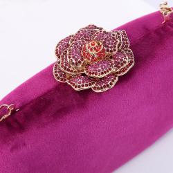 Wholesale velvet fabric flower decoration party bag wedding clutch evening bags ladies shoulder bag clutches for women