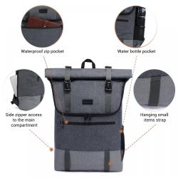 LOVEVOOK Rucksack for Men Women Large Waterproof Laptop Backpack for Work Travel 17 Inch Roll Top Backpack