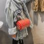 Fashion Willow Nail 2023 New Mini Head Bag Personality Chain High Texture Women's Bag Fashion Pu Zipper One Shoulder Bucket Bag