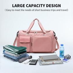 custom design leisure waterproof durable shoulder tote weekender gym sport bag with shoes storage black travel duffel bags
