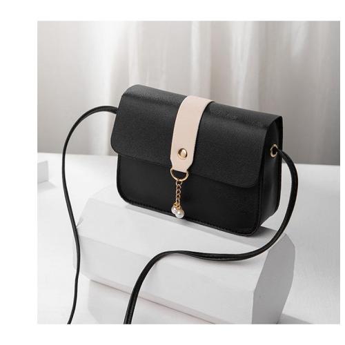 Ladies' bag, daily all-match spring and summer women's bag, color-blocking small square bag, pearl pendant bag, mobile phone bag