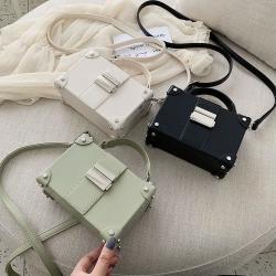 Versatile new 2023 women's bag solid color PU high texture portable box bag fashion trend Korean Single Shoulder Messenger Bag