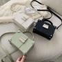 Versatile new 2023 women's bag solid color PU high texture portable box bag fashion trend Korean Single Shoulder Messenger Bag