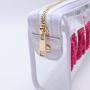 keymay Custom Embroidery Chenille Letters PVC Zipper Pouch Custom Logo Transparent Toiletry Makeup Bag Clear Cosmetic Bag