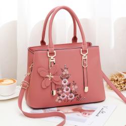 New Style Fashion Woman's Handbag High Capacity Embroider One Shoulder Bag Soft Leather Simple Middle Age Borsa Mother's Bag