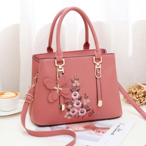 New Style Fashion Woman's Handbag High Capacity Embroider One Shoulder Bag Soft Leather Simple Middle Age Borsa Mother's Bag