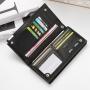HR331 Business Men's Long Wallet PU Leather Sequin Zipper Hidden Pocket Buckle Wallet Purse Men's Wrist Strap Card Holder Clip
