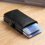 Double Automatic Popup Aluminum Alloy Case Wallet Credit Card Holder Business Microfiber Leather Wallet For Men wholesale