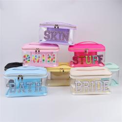 Keymay New Design High Quality Cute Large Storage Capacity Clear Transparent PVC Makeup Travel Toiletry Bag