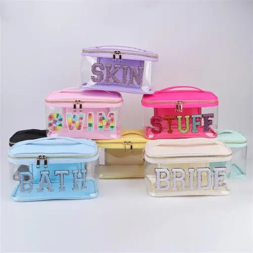 Keymay New Design High Quality Cute Large Storage Capacity Clear Transparent PVC Makeup Travel Toiletry Bag