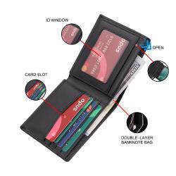 Men PU Leather Wallet RFID Blocking Card Holder Wallet With Flap