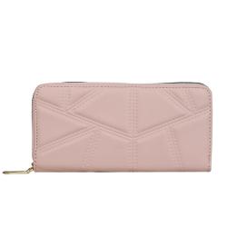HR512 Women's PU Leather Purse New Wallet Long Fashion Handbag Embossed Geometric Pattern Zipper Wallet Clip Coin Holders