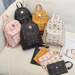 Factory Wholesale 2 pcs women's pu leather printed backpack small bags for women Korean student backpacks