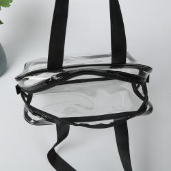 Plastic Tote Shopping Bag Shoulder Transparent Pvc Clear Duffle Bag With Logo Zipper Pvc Beach Hand Bag