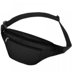 Wholesale Custom Luxury Unisex Large Black Color Casual Durable Thicken Nylon Fabric Cycling Travel Hiking Fanny Pack Waist Bag