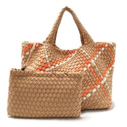 2024 Custom Logo Weave Neoprene Tote Bag Handbag For Women Luxury With Clutch Purse
