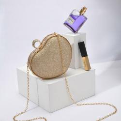 New arrival rhinestone bags women evening bags glitter wedding party handbags heart shape purse lady clutch bag