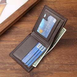 2024 New men's wallet short money wallet fashion casual plaid multi-card slot thin soft wallet coin purse
