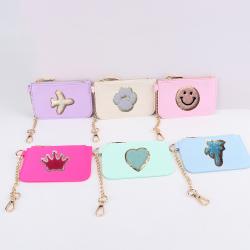 Keymay RTS Stock DIY Personalized Self-Adhesive Patches Cute Nylon Women Coin Purse Mini Wallet Keychain Coin Purse Keychain