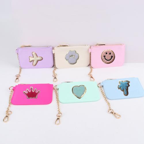 Keymay RTS Stock DIY Personalized Self-Adhesive Patches Cute Nylon Women Coin Purse Mini Wallet Keychain Coin Purse Keychain
