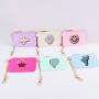 Keymay RTS Stock DIY Personalized Self-Adhesive Patches Cute Nylon Women Coin Purse Mini Wallet Keychain Coin Purse Keychain