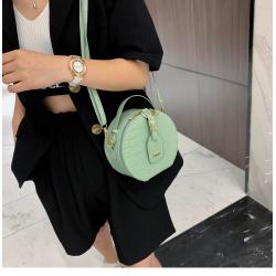 Fashion Lady Designer Bag Round Embossing Alligator Pattern PU Leather Purse Bright Color Casual Cross Body Sling Bag for Women
