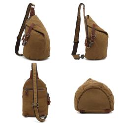 factory direct sale oil wax canvas chest bag new arrival men's chest sling bag travel crossbody top layer cowhide chest bag