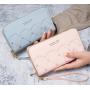 ZR867 Women's Wallet Long Handbag PU Double-layer Zipper Coins Wallet Purse Stylish Contrast Color Mobile Phone Bag Card Holder