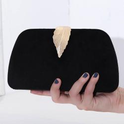 New fashion luxury design evening bag velvet metal leaf with banquet clutch bags small square bag women's handbag