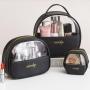 factory 2024 Customized logo Pu Waterproof Half Round Moon Cosmetic Bag Travel Makeup  Bag with Handle