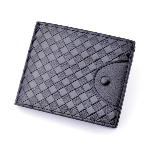 New men's wallet men's short fashion open wallet casual trend woven pattern multi-card large capacity wallet 2021