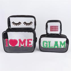 Keymay Custom Personalized Makeup Pouch Transparent Waterproof Travel Toiletry Bags Pvc Clear Cosmetic Bag