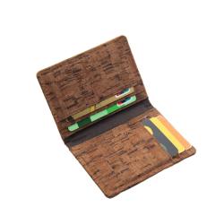Eco-friendly Natural Bifold Pocket Credit Card Holder RFID Real Cork Leather Wallet for Men Minimalist