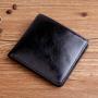 High-end glossy oil wax pure leather rfid blocking men's wallet billfold with zipper pocket for banknote and coins