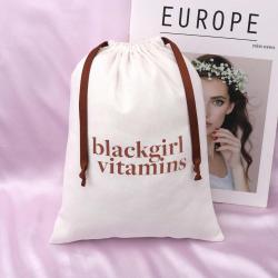 Custom Logo Printing White Cotton Twill Drawstring Bag For Hat Shoes Underwear Luxury Cotton Gift Dust Pouch