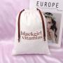 Custom Logo Printing White Cotton Twill Drawstring Bag For Hat Shoes Underwear Luxury Cotton Gift Dust Pouch